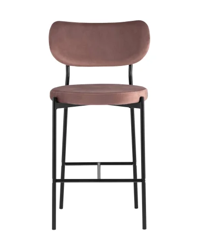 Cтул полубарный Барбара, велюр пыльно-розовый УТ000028061 Stool Group, розовый/велюр, ножки/металл/чёрный, размеры - ****485*540 фото 7