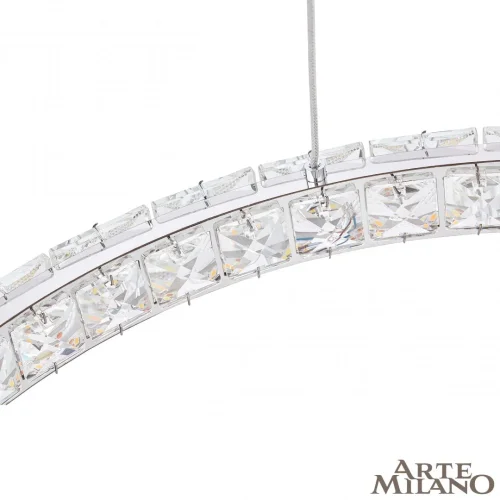 Люстра подвесная LED с пультом AM-Venezia 311311/D600 NI Arte Milano прозрачная на 1 лампу, основание никель в стиле современный кольца с пультом фото 4