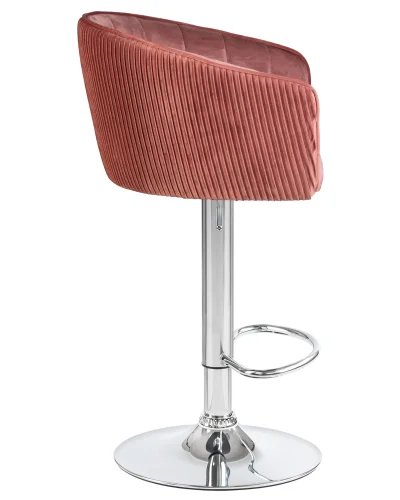 Стул барный 5025-LM DARCY,  цвет сиденья бронзово-розовый (1922-17), цвет основания хром Dobrin, розовый/велюр, ножки/металл/хром, размеры - 860*1070***510*460 фото 3