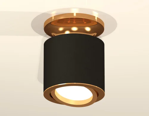 Светильник накладной XS7402100 Ambrella light чёрный 1 лампа, основание золотое в стиле хай-тек современный круглый фото 3