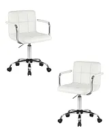 Офисное кресло набор 2 шт. SET-2 9400-LM TERRY, цвет белый Dobrin, /экокожа, ножки/металл/хром, размеры - 810*950***580*580
