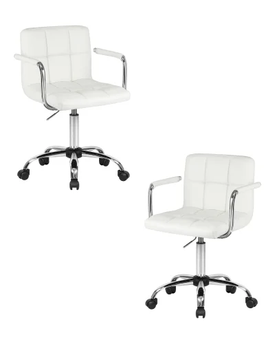 Офисное кресло набор 2 шт. SET-2 9400-LM TERRY, цвет белый Dobrin, /экокожа, ножки/металл/хром, размеры - 810*950***580*580 Офисное кресло набор 2 шт. SET-2 9400-LM TERRY, цвет белый Dobrin, /экокожа, ножки/металл/хром, размеры - 810*950***580*580