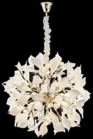 Люстра подвесная Miranda WE123.40.303 Wertmark белая на 40 ламп, основание золотое в стиле флористика современный ветви