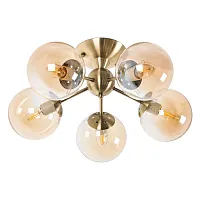 Люстра потолочная Kate MR1431-5C MyFar янтарная на 5 ламп, основание бронзовое в стиле модерн шар