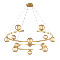 Люстра подвесная Polet APL.631.13.13 Aployt янтарная на 13 ламп, основание матовое золото в стиле современный шар