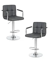 Стул барный набор 2 шт. SET-2 5011-LM KRUGER ARM, цвет сиденья серый, цвет основания хром Dobrin, /экокожа, ножки/металл/хром, размеры - 920*1130***515*490 Стул барный набор 2 шт. SET-2 5011-LM KRUGER ARM, цвет сиденья серый, цвет основания хром Dobrin, /экокожа, ножки/металл/хром, размеры - 920*1130***515*490