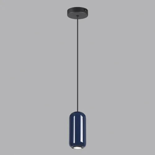 Светильник подвесной Ovali 5053/1E Odeon Light синий 1 лампа, основание чёрное в стиле современный трубочки фото 4