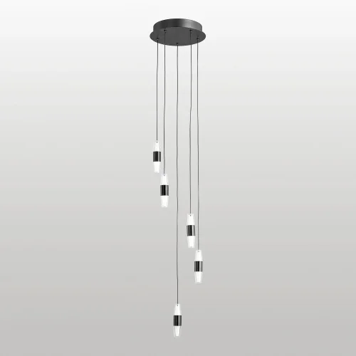 Светильник подвесной LED Hopkins LSP-7399 Lussole белый на 1 , основание чёрное в стиле хай-тек современный каскад