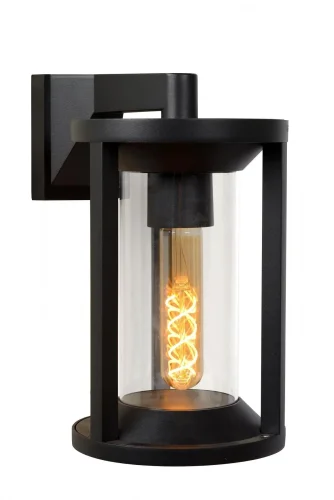 Настенный светильник Cadix 15803/01/30 Lucide уличный IP65 чёрный 1 лампа, плафон чёрный прозрачный в стиле современный E27