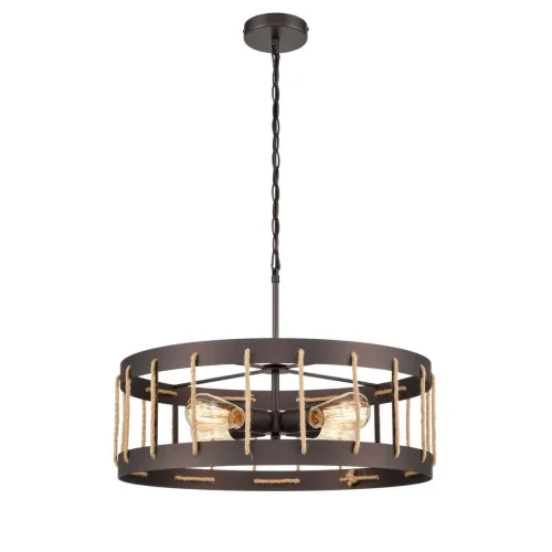 Светильник подвесной Wong VL6426P14 Vele Luce чёрный коричневый на 4 лампы, основание чёрное в стиле кантри лофт 