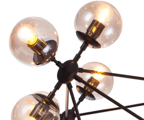 Люстра подвесная Моди 07535-15,19 Kink Light янтарная на 15 ламп, основание чёрное в стиле современный лофт молекула шар фото 2