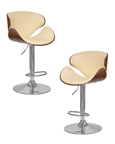 Стул барный набор 2 шт. SET-2 4905-LMZ KARTER, цвет сиденья кремовый, цвет каркаса сиденья коричневое дерево, цвет основания хром Dobrin, /экокожа, ножки/металл/хром, размеры - 920*1120***520* Стул барный набор 2 шт. SET-2 4905-LMZ KARTER, цвет сиденья кремовый, цвет каркаса сиденья коричневое дерево, цвет основания хром Dobrin, /экокожа, ножки/металл/хром, размеры - 920*1120***520*