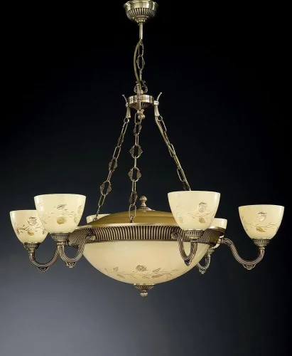 Люстра подвесная  L 6258/6+4 Reccagni Angelo жёлтая на 10 ламп, основание античное бронза в стиле классический 