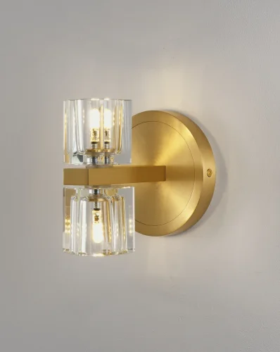 Бра Brass V11016-2W Moderli прозрачный на 2 лампы, основание золотое латунь в стиле современный американский фото 2