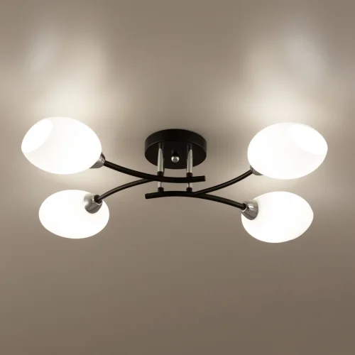 Люстра потолочная Флорида CL148145 Citilux белая на 4 лампы, основание чёрное в стиле современный  фото 4