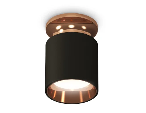 Светильник накладной Techno spot XS6302181 Ambrella light чёрный 1 лампа, основание золотое в стиле модерн круглый