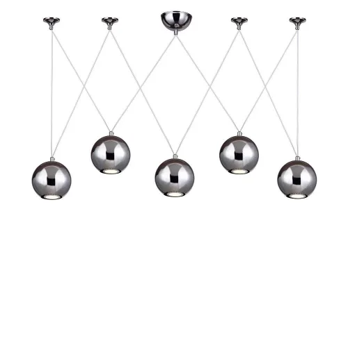 Светильник подвесной LED Giallo 1598-5P Favourite хром 5 ламп, основание хром в стиле современный шар