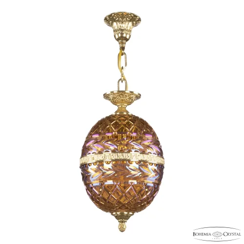 Светильник подвесной 5680/22 G Shampan/M-1F Bohemia Ivele Crystal янтарный 3 лампы, основание золотое в стиле классический  фото 2