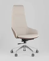Кресло руководителя TopChairs Soulo, бежевый, коричневый УТ000039417 Stool Group, бежевый/экокожа, ножки/металл/хром, размеры - *1220****