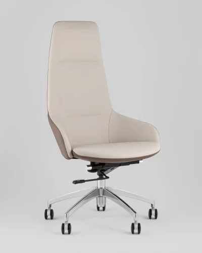 Кресло руководителя TopChairs Soulo, бежевый, коричневый УТ000039417 Stool Group, бежевый/экокожа, ножки/металл/хром, размеры - *1220****