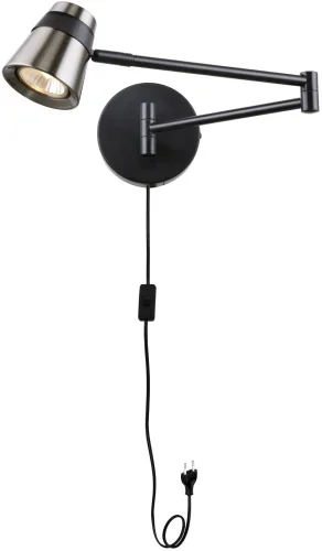 Бра с выключателем в розетку Ordo 4224-1W F-promo чёрный никель на 1 лампа, основание чёрное в стиле современный в розетку для чтения