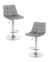 Стул барный набор 2 шт. SET-2 5017-LM TAILOR, цвет сиденья серый велюр (MJ9-75), цвет основания хром Dobrin, /велюр, ножки/металл/хром, размеры - 920*1130***470*490 Стул барный набор 2 шт. SET-2 5017-LM TAILOR, цвет сиденья серый велюр (MJ9-75), цвет основания хром Dobrin, /велюр, ножки/металл/хром, размеры - 920*1130***470*490