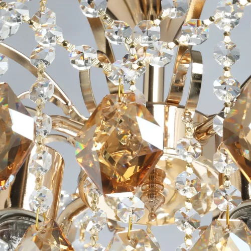 Люстра подвесная Бриз 111014504 DeMarkt янтарная прозрачная на 4 лампы, основание золотое в стиле классический  фото 13