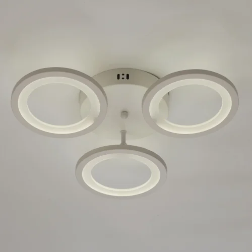 Люстра потолочная LED с пультом Мадлен 424013303 DeMarkt белая на 1 лампа, основание белое в стиле хай-тек с пультом кольца фото 5