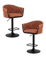 Стул барный набор 2 шт. SET-2 9690-LM LEON, цвет сиденья оранжевый (LAR-275-27), цвет основания черный Dobrin, /текстиль, ножки/металл/чёрный, размеры - 890*1100***550*490 Стул барный набор 2 шт. SET-2 9690-LM LEON, цвет сиденья оранжевый (LAR-275-27), цвет основания черный Dobrin, /текстиль, ножки/металл/чёрный, размеры - 890*1100***550*490