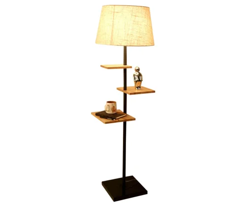 Торшер Севилья 07097 Kink Light  бежевый 1 лампа, основание чёрное коричневое в стиле кантри
