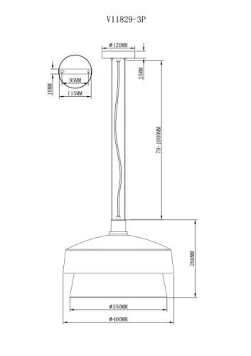 Светильник подвесной Takoma V11829-3P Moderli прозрачный бежевый на 1 лампу, основание чёрное в стиле арт-деко современный фото 3