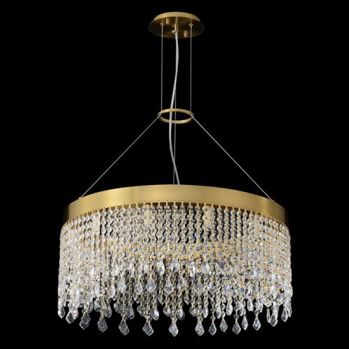 Люстра подвесная AQUA SP12 Crystal Lux прозрачная на 12 ламп, основание латунь в стиле американский фото 2