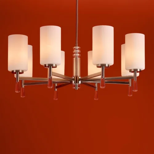 Люстра на штанге Chic FR2031PL-08N Freya белая на 8 ламп, основание никель в стиле классический фото 2 Люстра на штанге Chic FR2031PL-08N Freya белая на 8 ламп, основание никель в стиле классический фото 2