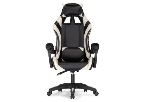 Кресло игровое Rodas black / cream 15243 Woodville, бежевый/искусственная кожа, ножки/пластик/чёрный, размеры - *1310***670*600 фото 2