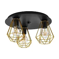 Светильник потолочный Tarbes 2 43654 Eglo латунь 3 лампы, основание чёрное в стиле модерн лофт 