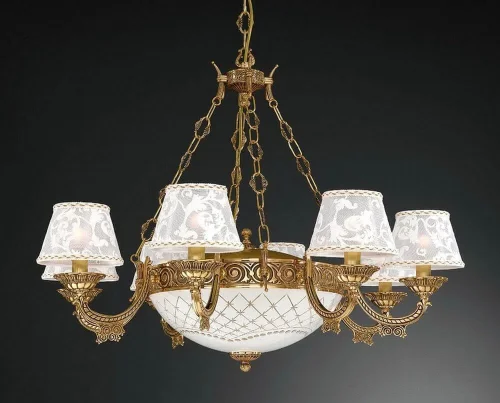 Люстра подвесная  L 7532/8+3 Reccagni Angelo белая на 11 ламп, основание золотое в стиле классический 