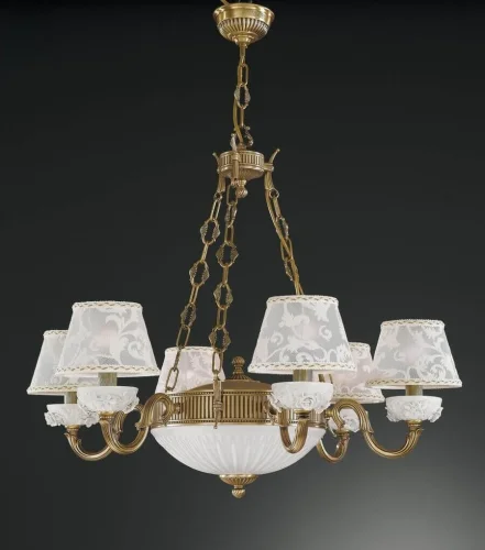 Люстра подвесная  L 9001/6+2 Reccagni Angelo белая на 8 ламп, основание античное бронза в стиле классический 