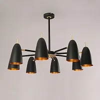 Люстра на штанге PINNACLE D86 Black 195497-26 ImperiumLoft чёрная на 8 ламп, основание золотое в стиле современный 