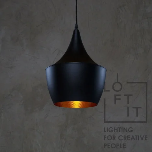 Светильник подвесной LOFT1843/A LOFT IT золотой 1 лампа, основание чёрное в стиле лофт  фото 2