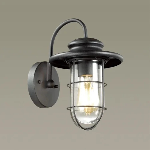 Настенный светильник уличный Helm 4171/1W Odeon Light уличный IP44 чёрный на 1 лампу, плафон прозрачный в стиле классический E27 фото 3
