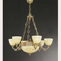 Люстра подвесная  L 7154/6+2 Reccagni Angelo бежевая на 8 ламп, основание золотое в стиле классика 