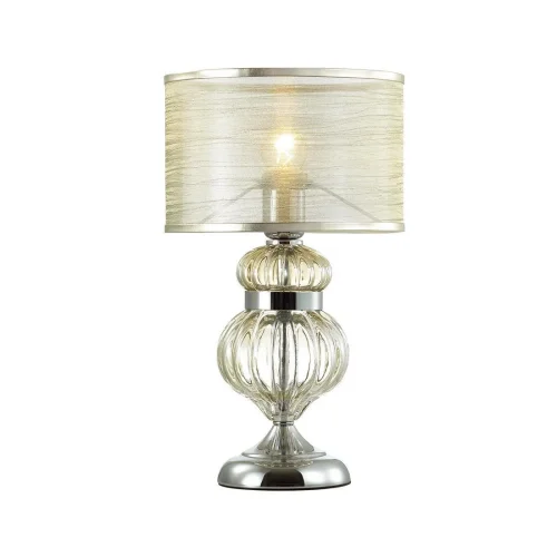 Настольная лампа Lilit 4687/1T Odeon Light бежевая на 1 лампу, основание янтарное хром стекло металл в стиле классический 