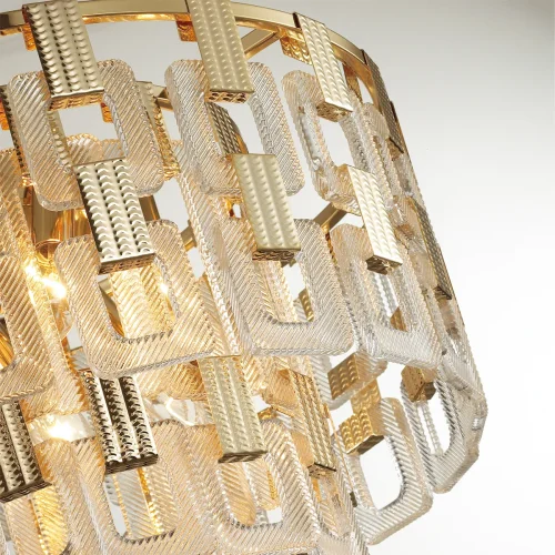 Люстра подвесная Buckle 4989/9 Odeon Light прозрачная на 8 ламп, основание золотое в стиле современный  фото 4