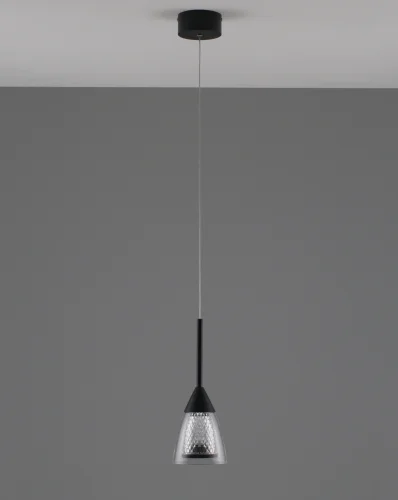 Светильник подвесной LED Leina V10869-PL Moderli прозрачный 1 лампа, основание чёрное в стиле современный  фото 2
