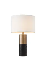 Настольная лампа TOUS T1691.1 Lucia Tucci белая 1 лампа, основание латунь чёрное мрамор металл в стиле арт-деко 