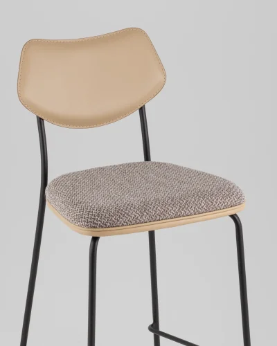 Стул полубарный Casey, темно-серый, с бежевой экокожей УТ000039576 Stool Group, бежевый/рогожка, ножки/металл/чёрный, размеры - ***** фото 7