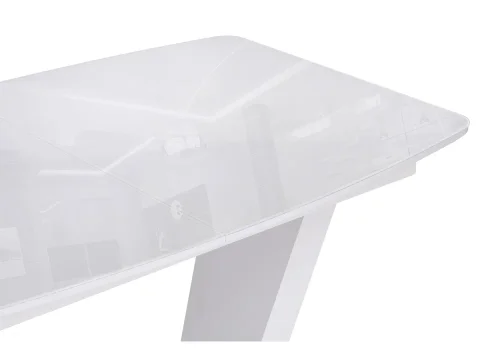 Стол на тумбе Петир 120(160)х80 ультра белый / белый / камень белый 517335 Woodville столешница белая из стекло фото 6