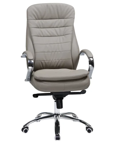 Офисное кресло для руководителей 108F-LMR LYNDON, цвет серый Dobrin, серый/экокожа, ножки/металл/хром, размеры - 1150*1200***670*670