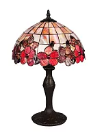 Настольная лампа Avanca OML-80604-01 Omnilux розовая бежевая 1 лампа, основание античное бронза металл в стиле тиффани цветы