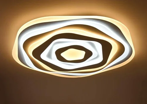 Люстра с пультом LED Carmonetti OML-05507-120 Omnilux белая на 1 лампа, основание белое в стиле хай-тек с пультом фото 2